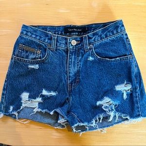 Calvin Klein Jeans Cutoffs Distressed Denim Size 2 High Waisted Shorts